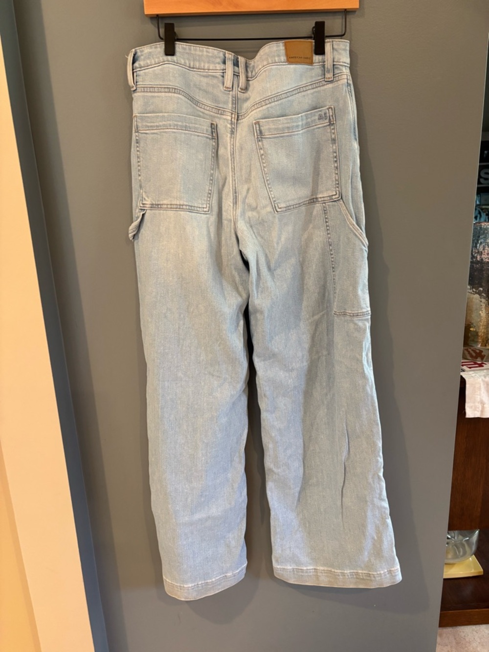 American Eagle Outfitters Light Wash Wide Leg Carpenter Jeans - Picture 2 of 3